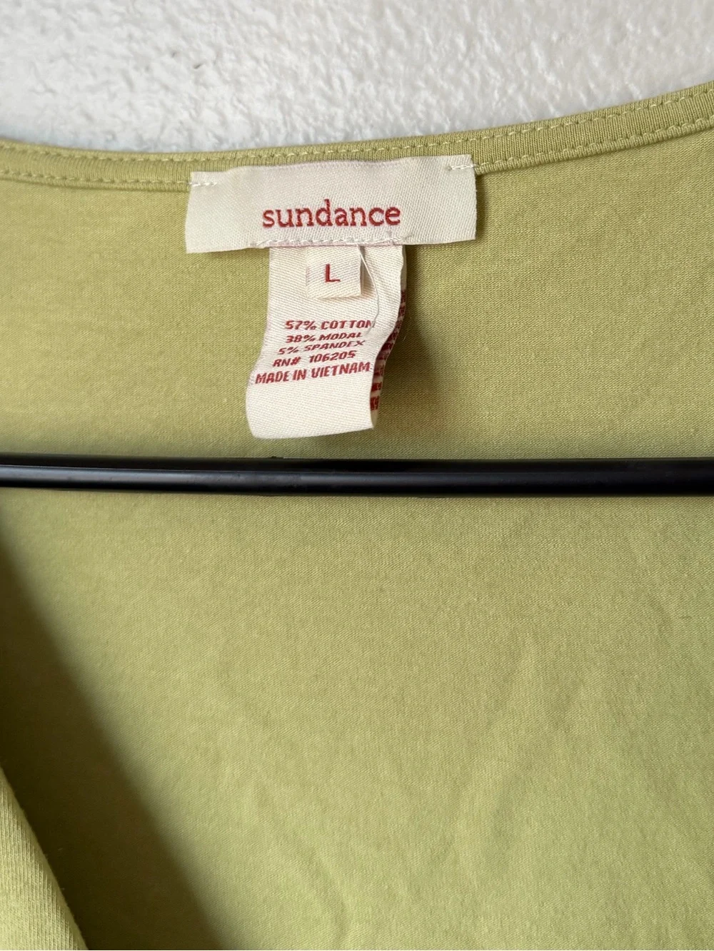 Sundance Cotton Modal Surplice Wrap Top Lime Green Boho 3/4 Sleeve Large Earthy